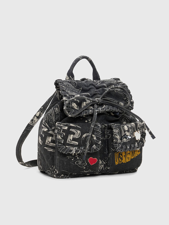 Denim backpack with print - 4