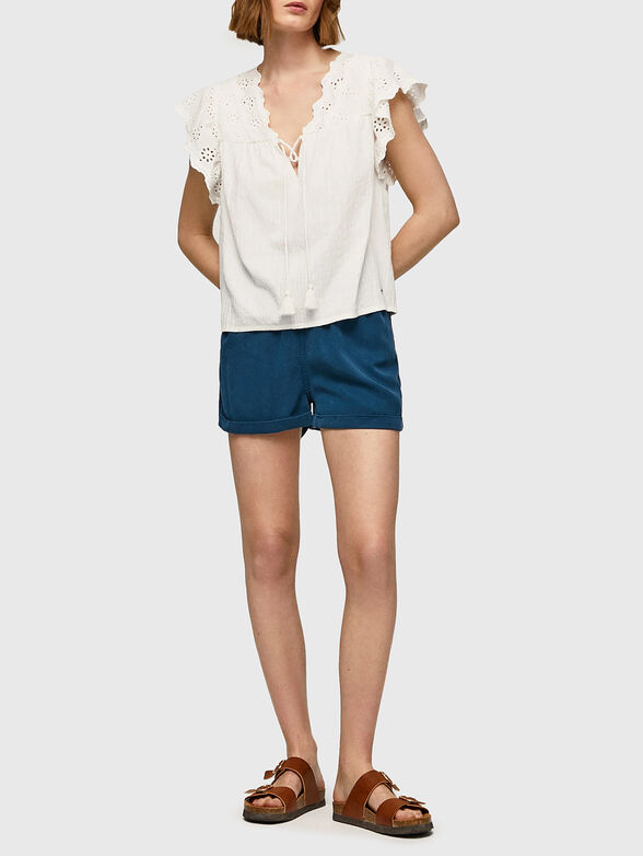 ANAISE black blouse with accent ties  - 2