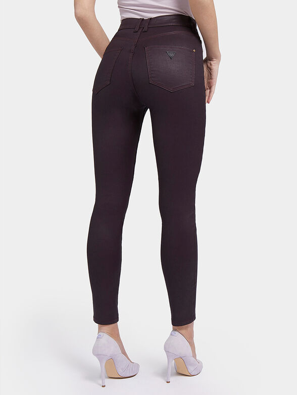 High waisted skinny jeans in bordeaux color - 2
