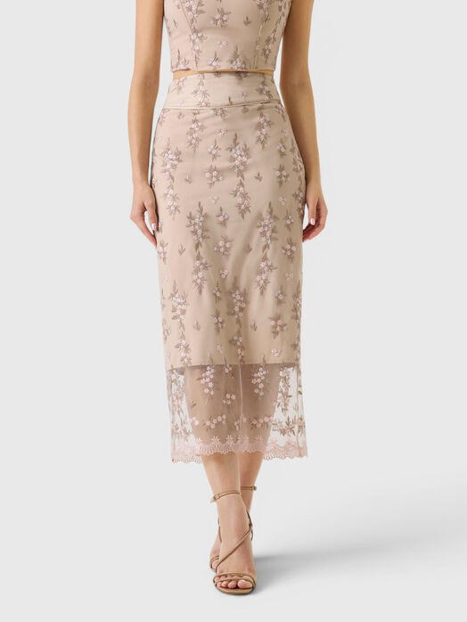 CATERINA pleated skirt with embroidery