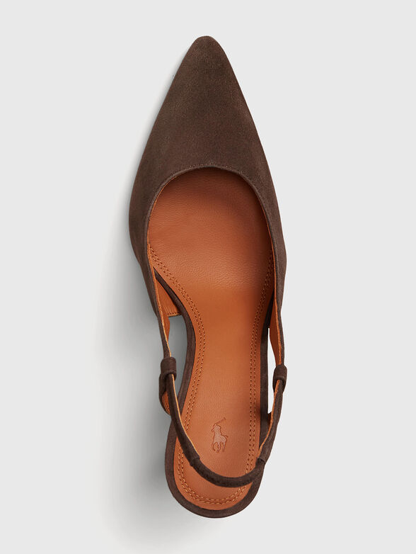 Dark brown leather shoes on heel - 4