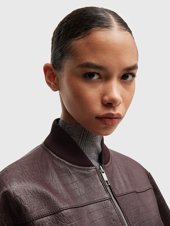Croco effect leather bomber jacket - 4