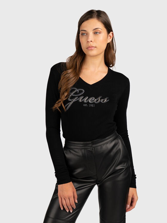 SAIGE black sweater with rhinestones - 1