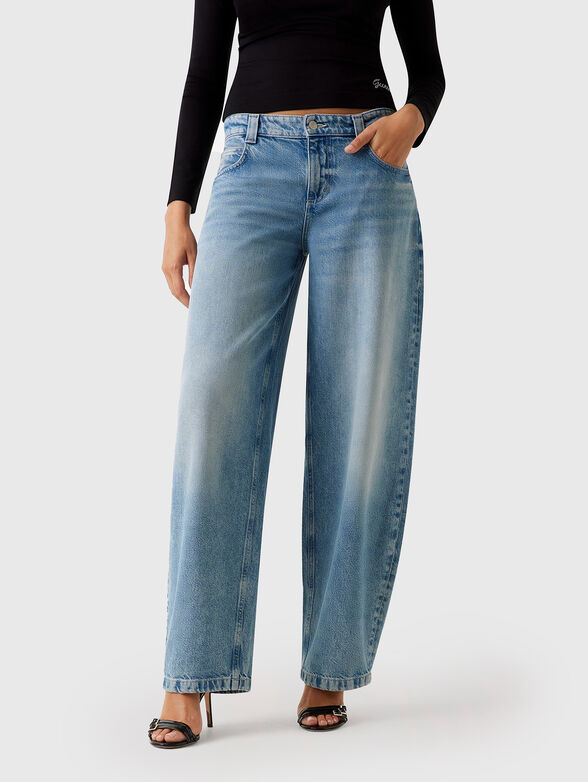 Jeans with worn effect and logo - 1