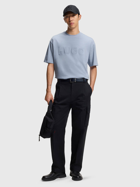 Cotton T-shirt with oval neckline in beige - 2