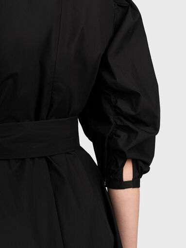 Black dress with buff sleeves and belt - 3