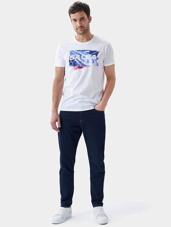 White cotton T-shirt with logo print - 5
