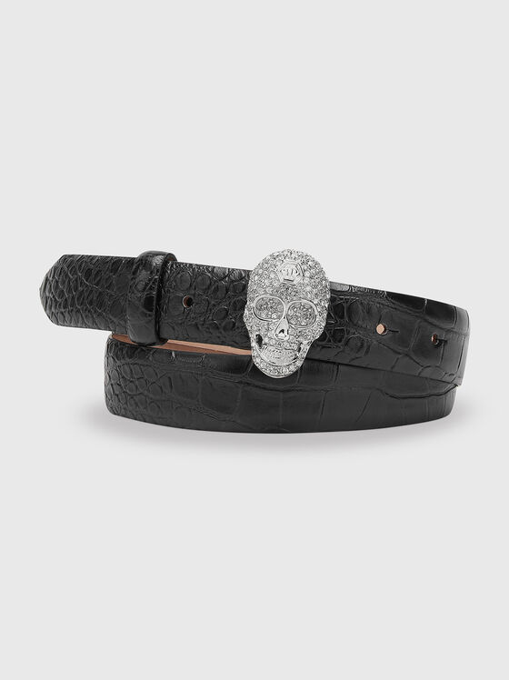 Leather belt with buckle with rhinestones - 1
