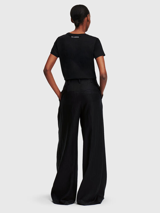 Черен панталон с широки крачоли - 2