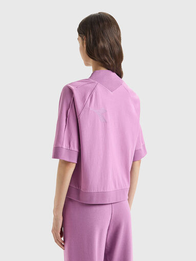 Черна памучна тениска с бродирано лого - 3