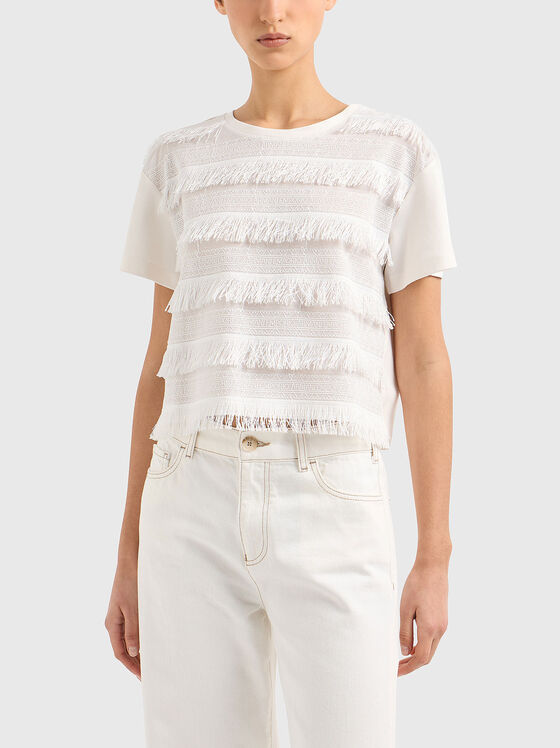 Cotton T-shirt with fringes - 1