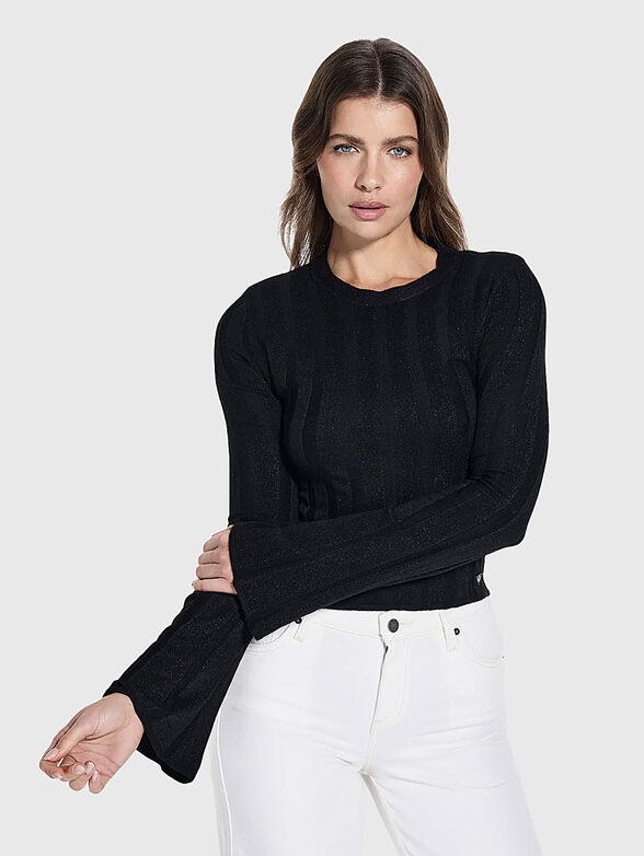 GEMMA wool blend sweater with accent sleeves - 1