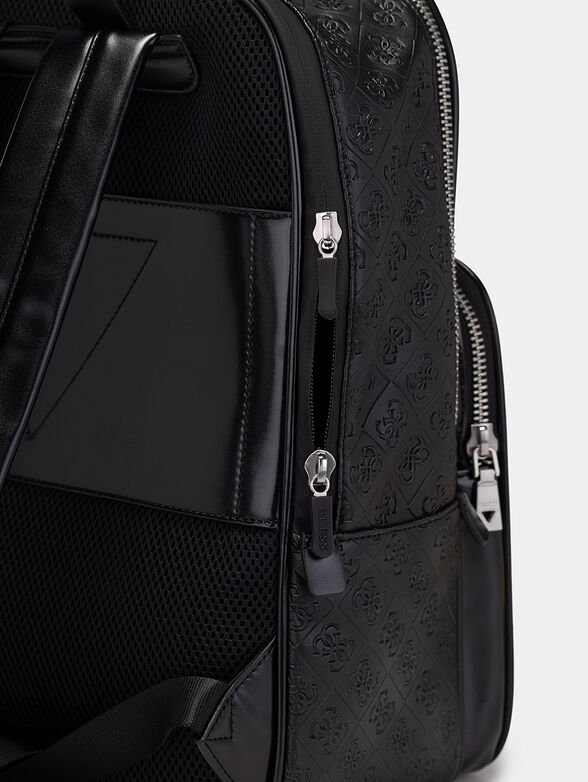 Black backpack with emobossed logo print - 4