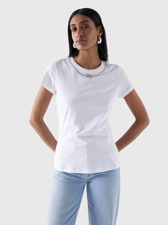 Cotton T-shirt with rhinestones - 1