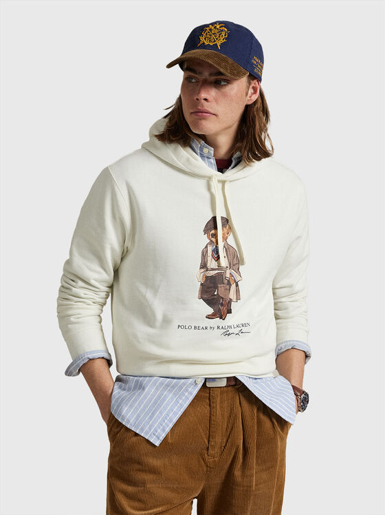 Cotton sweatshirt with hood and Polo Bear print - 1