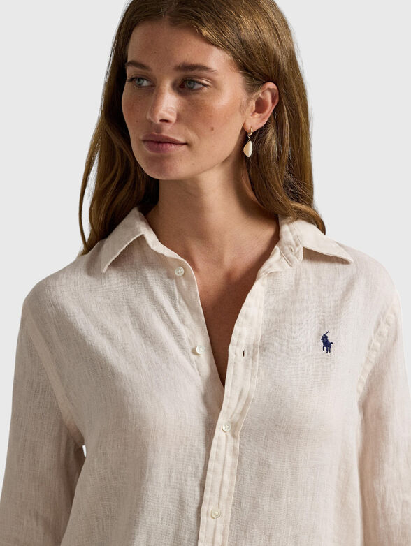 Linen shirt with embroidered logo - 4
