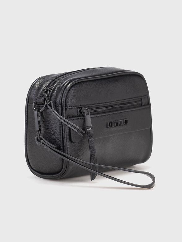 Black faux leather toiletry bag - 3