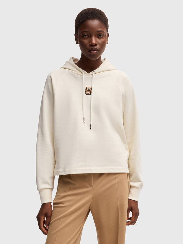 Cotton hooded sweatshirt with embroidered logo - 0