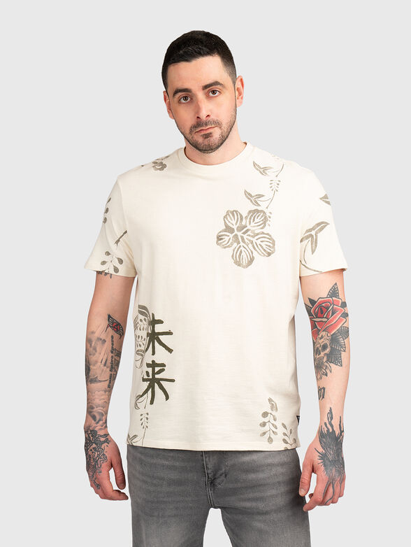 Cotton T-shirt with floral motifs - 1