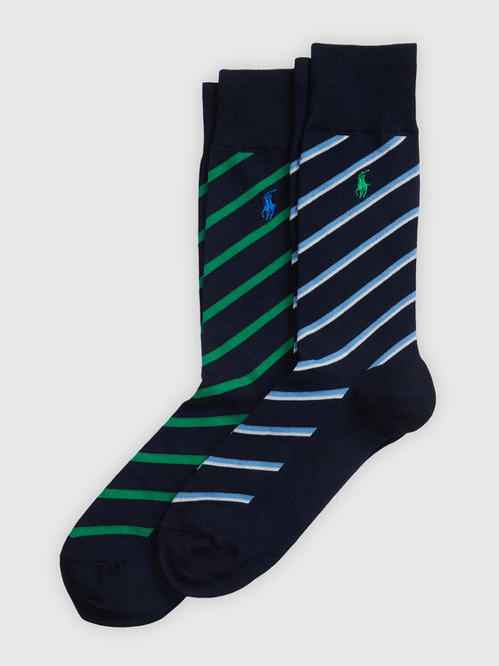 Комплект от два броя раирани чорапи - 1