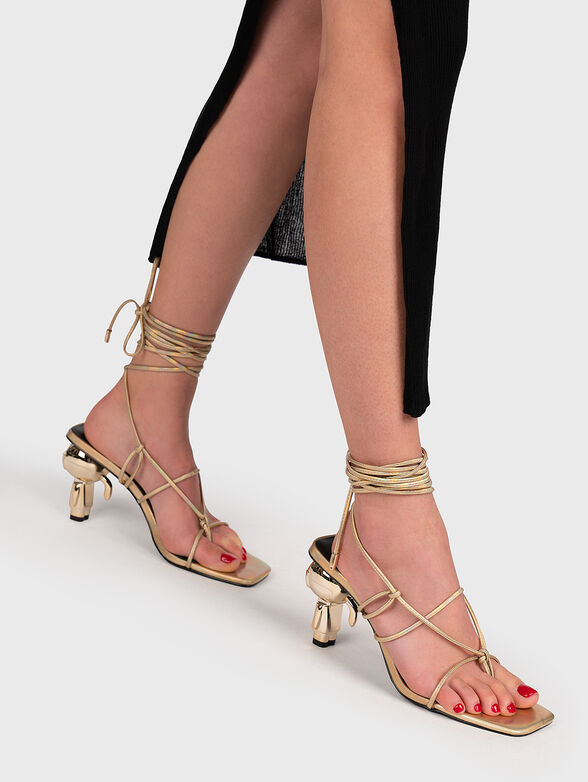 IKON HEEL gold sandals with accent heel  - 2