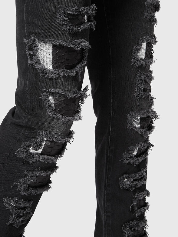 Blue slim jeans with snake accents  - 3
