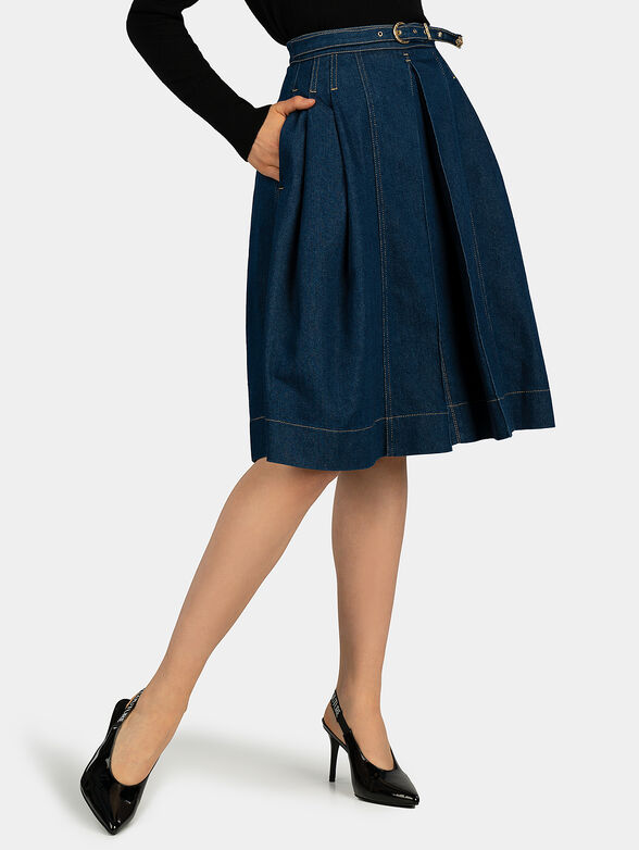 Pleated denim skirt - 1