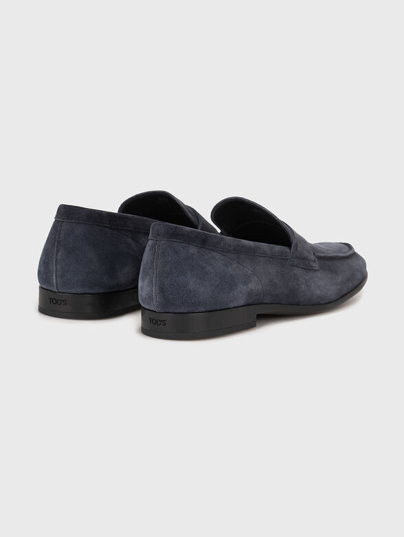 Suede dark blue loafers - 3