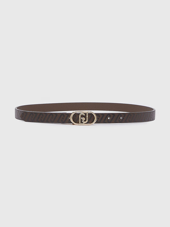 Кафяв двулицев колан със златиста катарама - 1