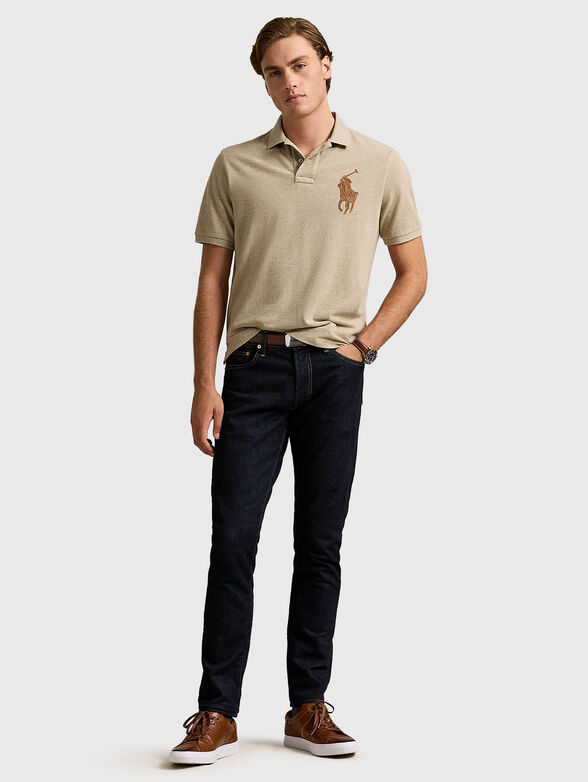 Beige polo shirt with maxi logo - 2