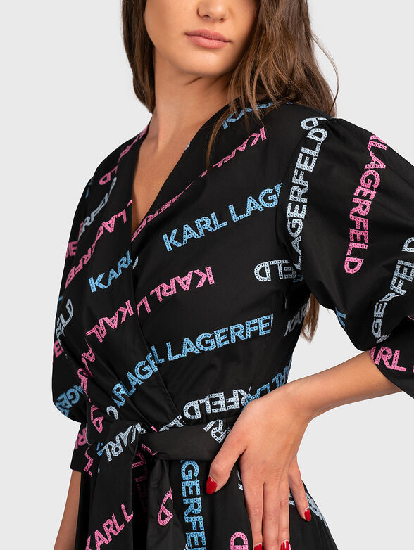 Dress in black color with logo embroidery - 4