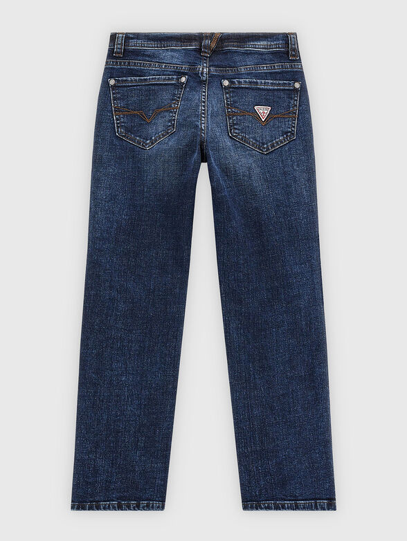 Dark blue jeans with accent logo print - 2