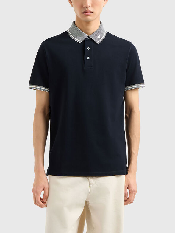 Piqué polo shirt with piped collar - 1