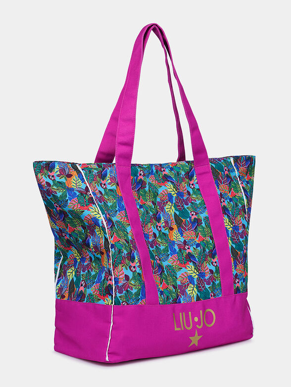 Canvas beach bag with floral motifs - 2