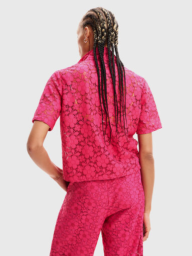 Fuxia macrame shirt with pocket - 3