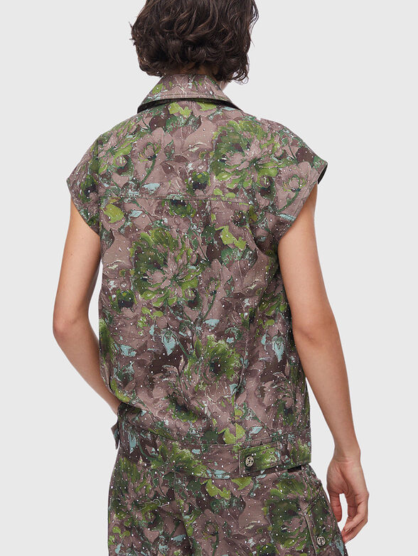 Floral print denim vest - 3
