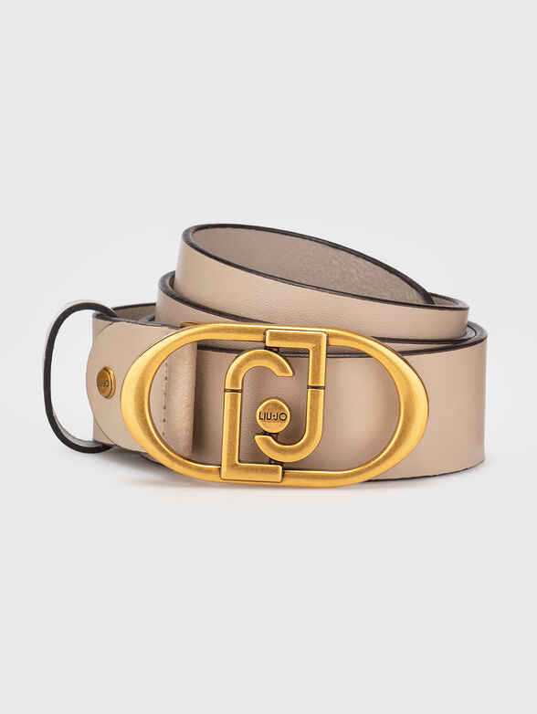 Leather belt with logo buckle - 1