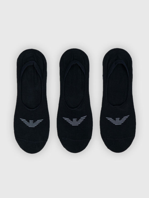 Set of three pairs of cotton socks in black - 1