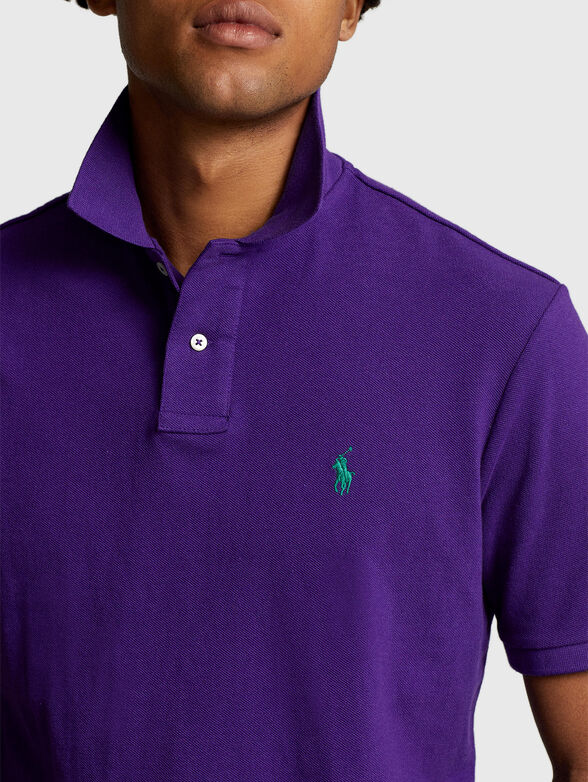 Dark purple Polo-shirt with contrasting logo - 3