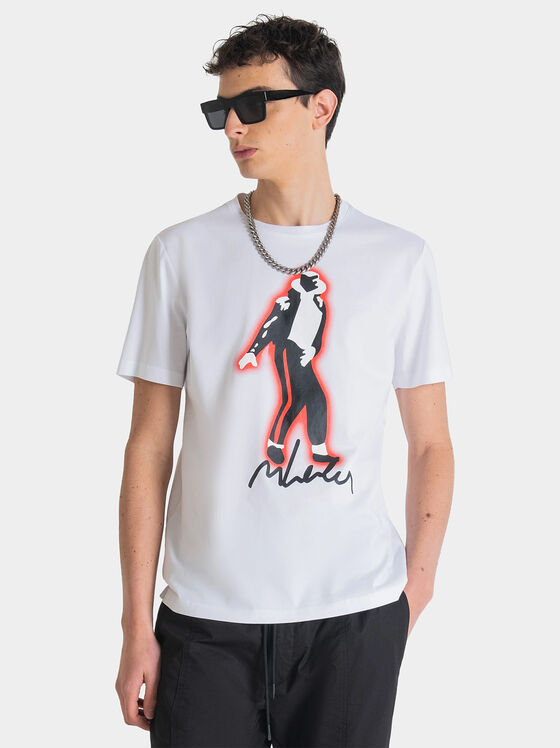 Памучна тениска с Michael Jackson принт - 1