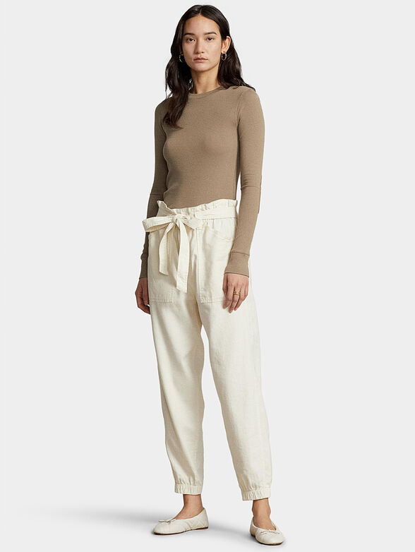 Long sleeve blouse in beige color - 1