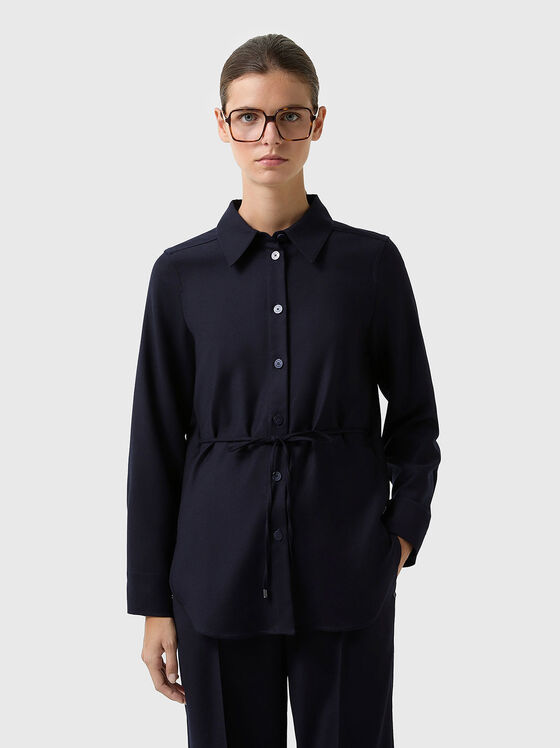 Вълнена риза ARIELA с колан на талията - 1