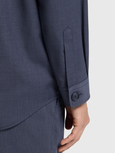 Dark blue wool shirt - 5