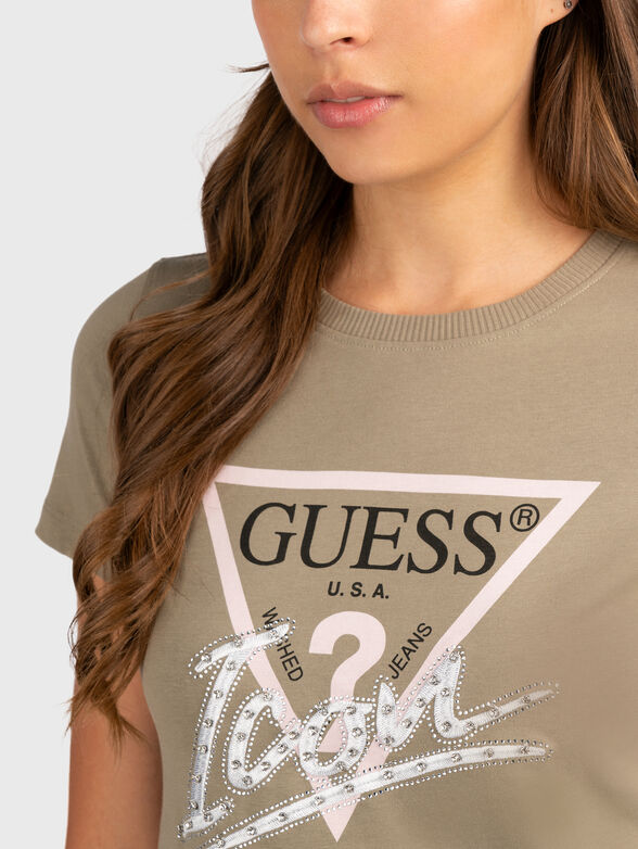 Cotton T-shirt with rhinestones - 4