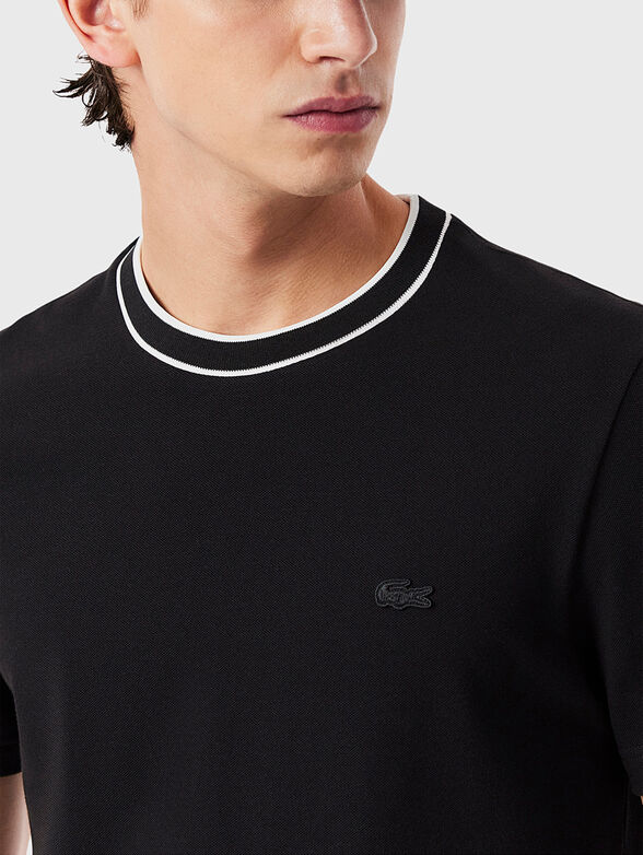 Black piqué T-shirt  - 4