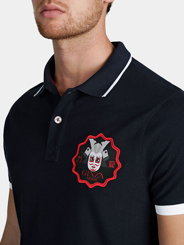 Cotton polo-shirt with contrasting embroideries - 3