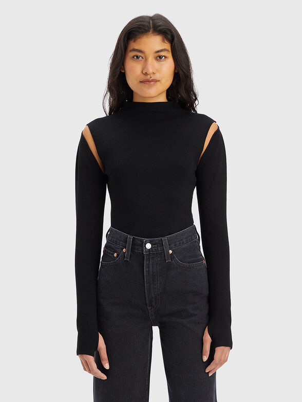 Black sweater with accent sleeves  - 1