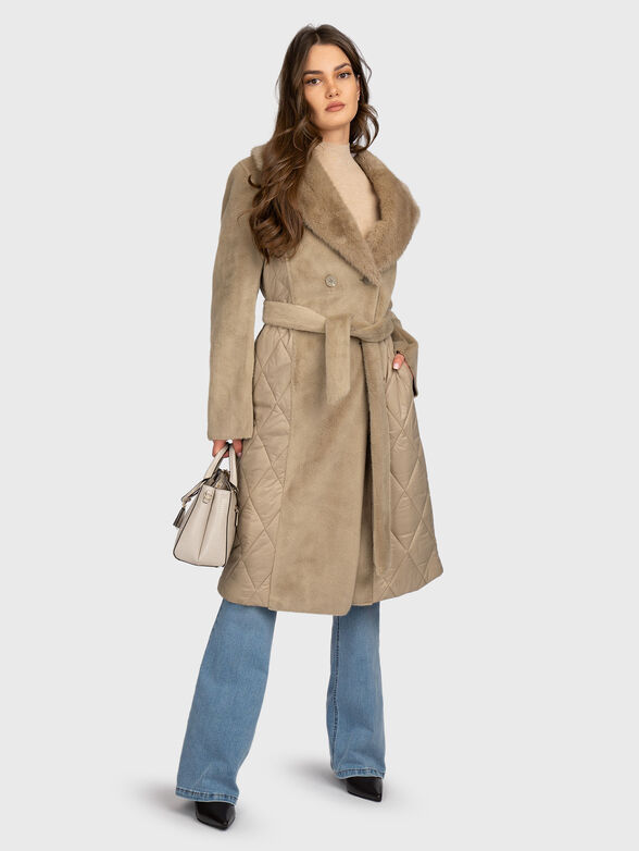 Quilted effect coat with belt - 2
