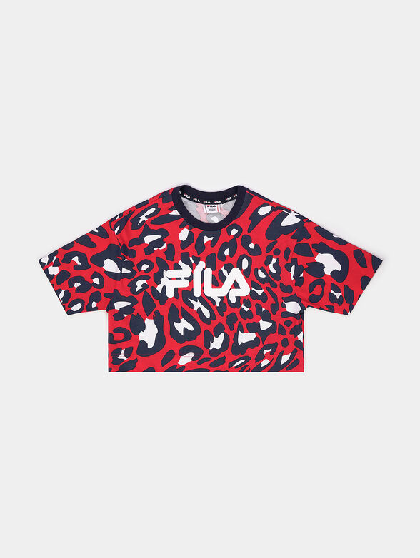 SINA cropped wide t-shirt in red - 1