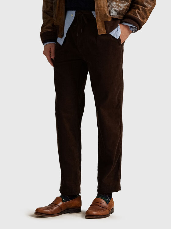 Straight trousers with waist  tie  - 1